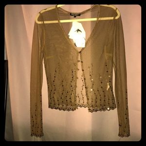 Betsy Johnson sheer cardigan.